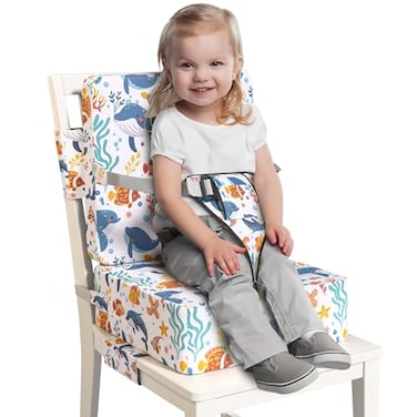 Redcoutt Booster Seat for Dining Table Toddler Booster Seat for Dining Table with Safety Buckles AntiScratch Easy Cleaning Toddler Seat for Table WhiteFish