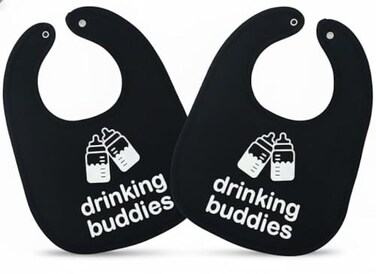 Twinstuff 100 Cotton Drinking Buddies Twin Bibs for Babies Soft Cute Practical Waterproof Durable Unisex Bibs for Twins Ideal for MessFree Feeding Everyday Use and Protecting Clothing from Spills