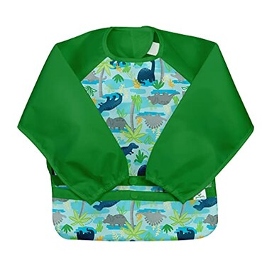 Green Sprouts Easywear Long Sleeve Bib Waterproof Protection Flipped Pocket Soft Material Easy Clean Smock