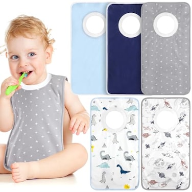 Newwiee 5 Pcs Large Towel Bibs for Baby Toddler Soft Pullover Absorbent Cotton Full Cover for Drooling FeedingLovely
