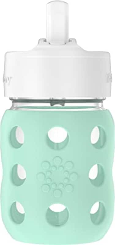 Lifefactory 8Ounce Wide Neck Glass Baby Bottle with Protective Silicone Sleeve and Pivot Straw Cap Mint LG2241WMI4