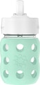 Lifefactory 8Ounce Wide Neck Glass Baby Bottle with Protective Silicone Sleeve and Pivot Straw Cap Mint LG2241WMI4