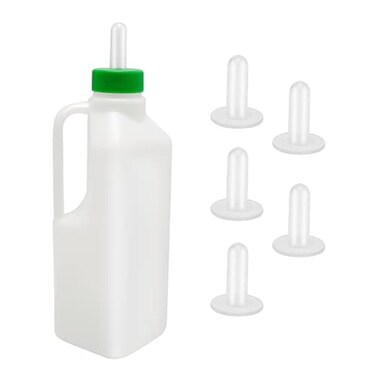 DUZFOREI 850ML Animal Feeding Bottle with 5 Nipples Lamb Nursing Bottle Feeding Goat Milk Bottle Calf Milk Feeder Bottle for Sheep Lambs Piglets