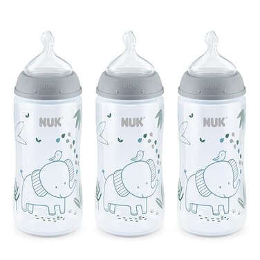 NUK Smooth Flow Anti Colic Baby Bottle 10 oz 3 Pack Elephant