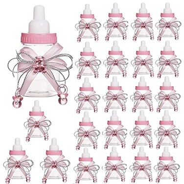 Bodosac 24Piece Baby Feeding Bottle Set with Pink Candy Box for Shower Decoration