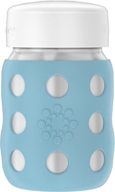 Lifefactory 8Ounce StainlessSteel VacuumInsulated WideNeck Baby Bottle with Flat Cap Denim LS2231WDE4