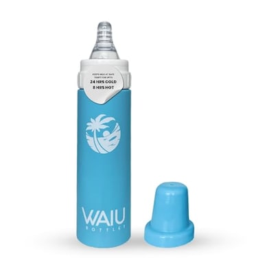 Waiu Bottles Waiu Insulated Stainless Steel Baby Bottle BPAFree Keeps Drinks Hot for 8 Hours Cold for 24 Hours 4 oz Blue