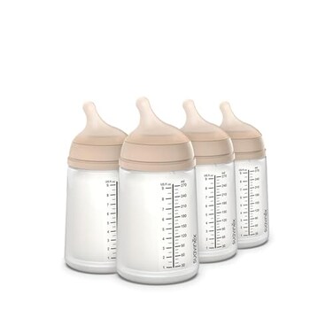 Suavinex Zero Zero Anti Colic Baby Bottle No 1 Spanish Baby Bottle Brand Minimizes Bottle Rejection Nipple Confusion Perfect for Breastfeeding Babies 4 Pk 9 oz Light Tone Medium Flow