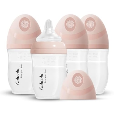 Gulicola PP NOT Glass Baby Breastfeeding Bottles Newborn Set 4 Pack Extra Slow Flow Nipples 0 Months 5 oz Pink