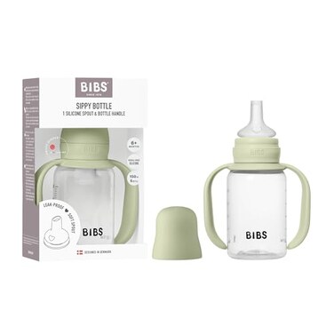 BIBS Sippy Bottle 150 ml LeakProof Toddler Cup with EasyGrab Handles Soft Silicone Spout BPAFree Baby Training Cup Sage