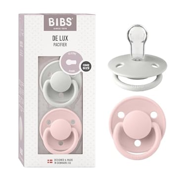 BIBS Pacifiers De Lux Collection BPAFree Round Nipple Silicone Made in Denmark Set of 2 BlossomHaze Color Premium Soothers Size One Size