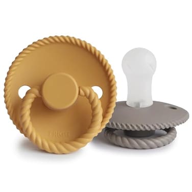 Frigg Rope SilkySoft Silicone Baby Pacifier Made in Denmark BPAFree Honey GoldPortobello 06 Months