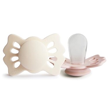 FRIGG Lucky Symmetrical SilkySoft Silicone Baby Pacifier Made in Denmark BPAFree CreamBlush 06 Months