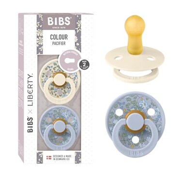 BIBS Liberty Soother 2Pack BPA Free Dummy Pacifier Round Nipple Natural Rubber Latex Made in Denmark Size 2 618 Months Eloise Dusty Blue