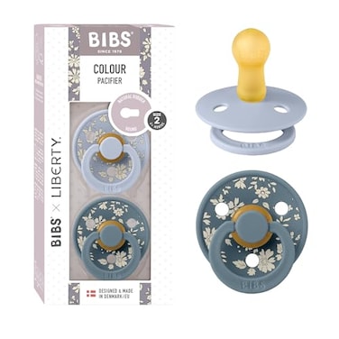 BiBS Liberty Pacifier 2Pack BPA Free Pacfiers with Natural Latex Round Nipple Made in Scandinavia Size 2 618 Months Capel Dusty Blue