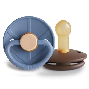 FRIGG Little Viking Natural Rubber Baby Pacifier 2Pack Made in Denmark BPAFree Ocean ViewCocoa 618 Months