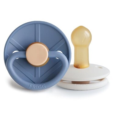 FRIGG Little Viking Natural Rubber Baby Pacifier 2Pack Made in Denmark BPAFree Ocean ViewCream 618 Months