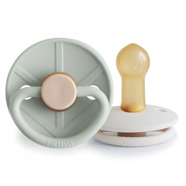 FRIGG Little Viking Natural Rubber Baby Pacifier 2Pack Made in Denmark BPAFree SageCream 618 Months