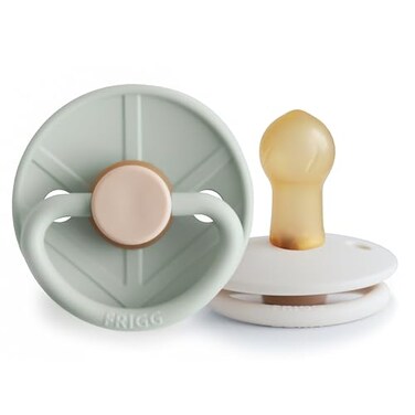 FRIGG Little Viking Natural Rubber Baby Pacifier 2Pack Made in Denmark BPAFree SageCream 06 Months