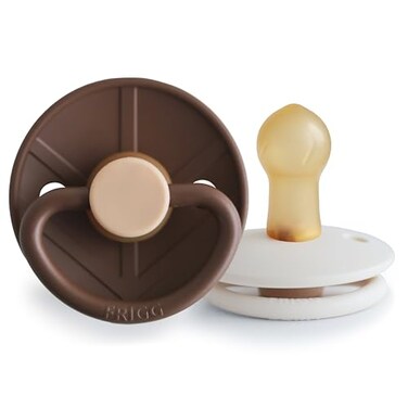 FRIGG Little Viking Natural Rubber Baby Pacifier 2Pack Made in Denmark BPAFree CocoaCream 06 Months