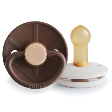 FRIGG Little Viking Natural Rubber Baby Pacifier 2Pack Made in Denmark BPAFree CocoaCream 618 Months