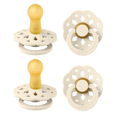 BIBS Boheme Pacifier 4Pack BPA Free Dummy Pacifier Round Nipple Natural Rubber Latex Made in Denmark Size 2 618 Months Ivory