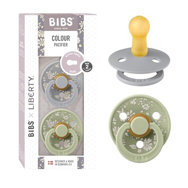 BiBS Liberty Pacifier 2Pack BPA Free Pacfiers with Natural Latex Round Nipple Made in Scandinavia Size 2 618 Months Capel Sage