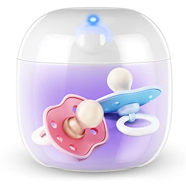 Qualirey Portable Pacifier Disinfection Mini UV Light Disinfection 9999 Disinfection in 3 Mins USB Rechargeable Mini UVC Disinfection Box for Baby Pacifier Bottle Nipples Teethers White