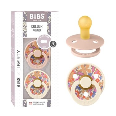 BiBS Liberty Pacifier 2Pack BPA Free Pacfiers with Natural Latex Round Nipple Made in Scandinavia Size 1 06 Months June Blossom Blush Mix