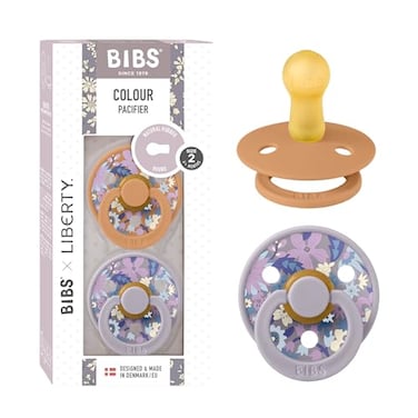 BiBS Liberty Pacifier 2Pack BPA Free Pacfiers with Natural Latex Round Nipple Made in Scandinavia Size 2 618 Months June Blossom Pumpkin Mix
