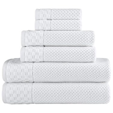 Classic Turkish Towels CTT Luxury 6 Piece Towel Set 100 Turkish Cotton Quick Drying Highly Absorbent Comfy Includes 2 Bath Towels 2 Hand Towels 2 Washcloths White