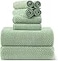 Smuge 8Piece Bath Towel Set 2 Extra Large Bath Towel Sheets 2 Hand Towels and 4 Washcloths Highly Absorbent Quick Dry PolyesterUltra Soft Towel Set for Bathroom Waffle Weave Design Pack of 8 Green