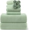 Smuge 8Piece Bath Towel Set 2 Extra Large Bath Towel Sheets 2 Hand Towels and 4 Washcloths Highly Absorbent Quick Dry PolyesterUltra Soft Towel Set for Bathroom Waffle Weave Design Pack of 8 Green