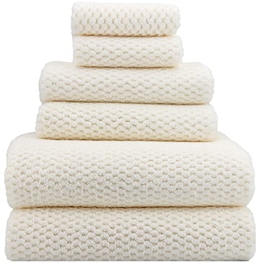 YTYC 29x59 Inch Extra Large Bath Towels Set Quick Dry Super Soft Microfiber Towels for Bathroom 80 Polyester White6 Piece