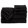 Lavish Home 6Piece Cotton Deluxe Plush Bath Towel Set Chevron Patterned Plush Sculpted Spa Luxury Decorative Body Hand and Face Towels by Black