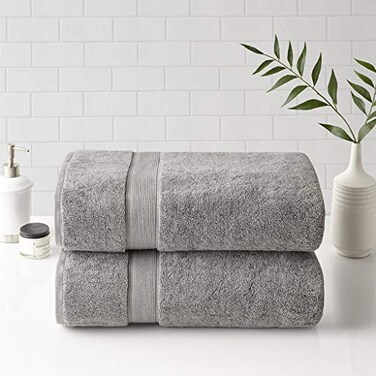 Madison Park 800GSM 100 Cotton Luxurious Bath Towel Set Highly Absorbent Quick Dry Hotel Spa Quality for Bathroom Bath Sheet 34 x 68 Silver 2 Piece
