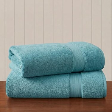 Madison Park 800GSM Bath Sheet Towel Oversized 34 x 68 2 Pack 100 Cotton Bath Towel Set Highly Absorbent Hotel Spa Quality for Bathroom Aqua