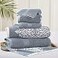 Modern Threads 6 Piece Reversible Yarn Dyed Jacquard Towel Set Artesia Damask Sterling Blue