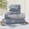 Modern Threads 6 Piece Reversible Yarn Dyed Jacquard Towel Set Artesia Damask Sterling Blue