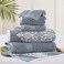 Modern Threads 6 Piece Reversible Yarn Dyed Jacquard Towel Set Artesia Damask Sterling Blue