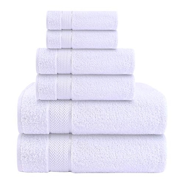 CRAFTBERRY Bath Towels Set100 Cotton2 Bath Towel 2 Hand Towel 2 WashclothsLarge Quick Dry Absorbent Plush SoftHome Spa Hotel Pool Shower 6 Piece Luxury Bathroom Towel White