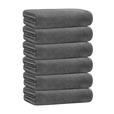 JML Microfiber Bath Towel Set 6 Pack 30 x 60 Large Soft Absorbent Microfiber Hair Towels for Adult Men Body Grey