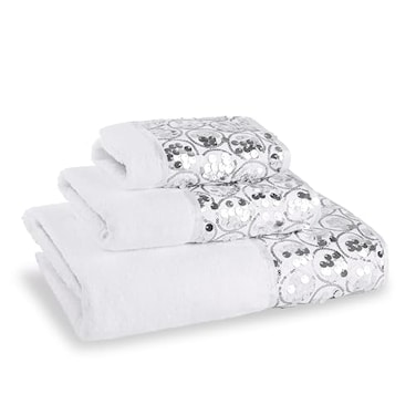 Zahari Home Sinatra Modern Bathroom Towel Set 3 Piece Luxury Contemporary Decor Bling White Bath Towel Sets Soft Plush and Highly Absorbent