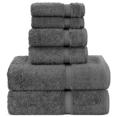 Chakir Turkish Linens Hotel Spa Quality 100 Cotton Premium Turkish Towels Soft Absorbent Dark Gray 6Piece Towel Sets