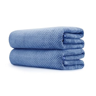 MaopaoBeauty 2 Pack Bath Towel Set 35 x 70 Extra Large Waffle Bath Towel Set Microfiber Super Soft Highly Absorbent Sturdy Quick Drying Towels for Bathroom Gym Sports Yoga 2PCS Light Blue