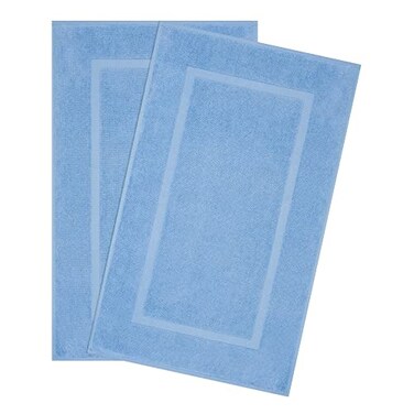 Cotton Paradise 100 Cotton Turkish Bathmat Set Soft Absorbent Quick Dry 2 Piece 20x34 Bathmat Floor Set Sky Blue