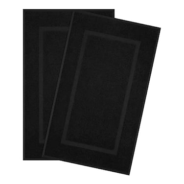 Cotton Paradise 100 Cotton Turkish Bathmat Set Soft Absorbent Quick Dry 2 Piece 20x34 Bathmat Floor Set Coal Black