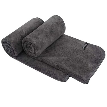 KinHwa Microfiber Hand Towel Ultra Soft Large Hand Towels for Bathroom Super Absorbent for SPA Face Shower and Sports 2 Pack DarkGray