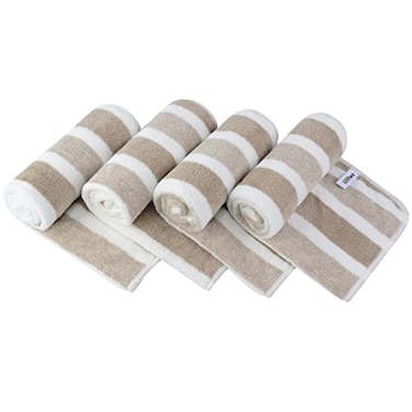KinHwa Microfiber Hand Towels for Bathroom Soft and Absorbent Face Towels Brown Bathroom Hand Towels for SPA Hair Bath 30inchx16inch 4 Pack