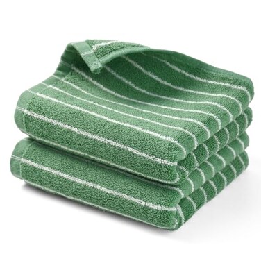 Jacquotha Hand Towels for Bathroom Green Striped 2Piece Premium Quick Drying Towels for Kitchen Spa Workout Stylish Compact for Hand Face Hair 14 x 29